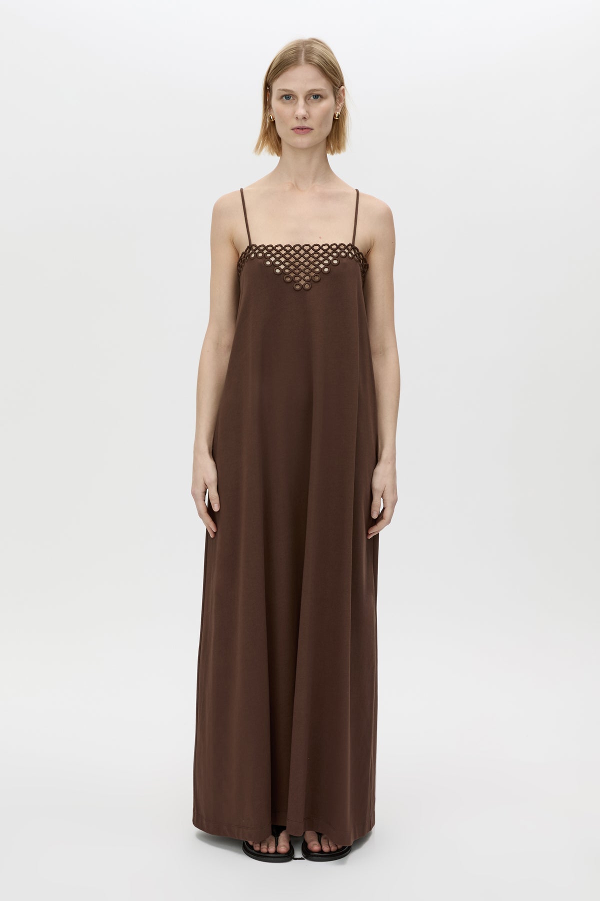 Lolani Embroidered Maxi Dress in Chocolate Brown CAMILLA AND