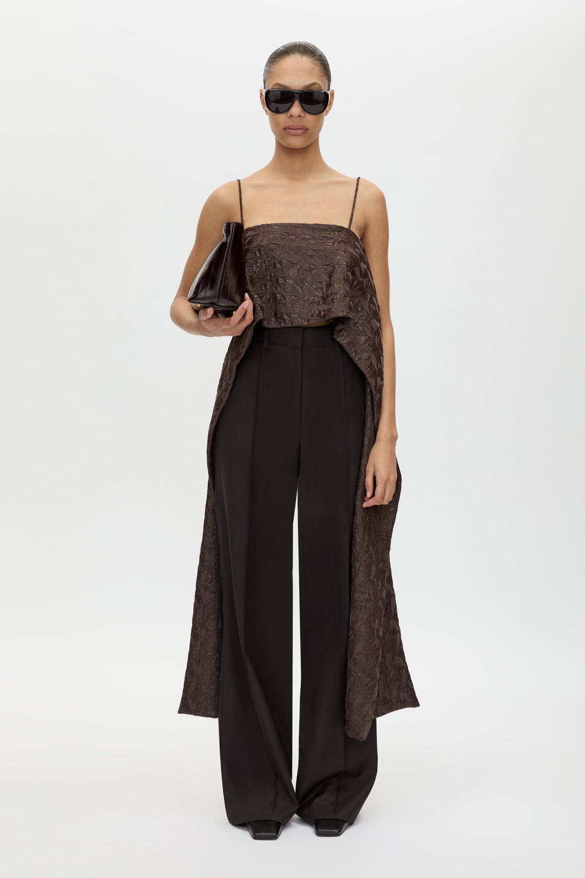 Rennick Draped Back Cami Top in Chocolate Brown - CAMILLA AND MARC