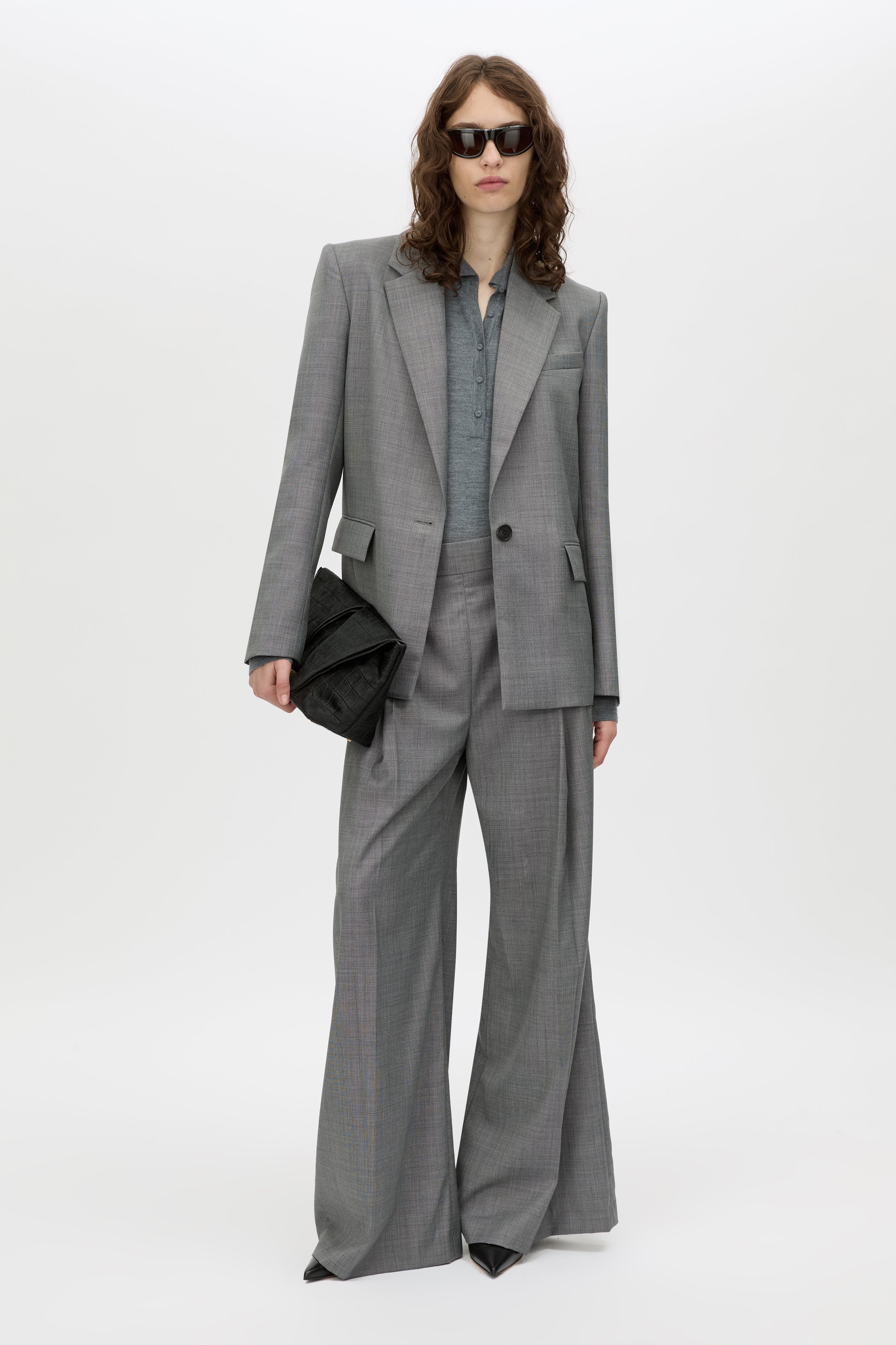Meyer Wide Leg Pant - CAMILLA AND MARC Meyer wide-leg tailored charcoal grey pant with front pleats