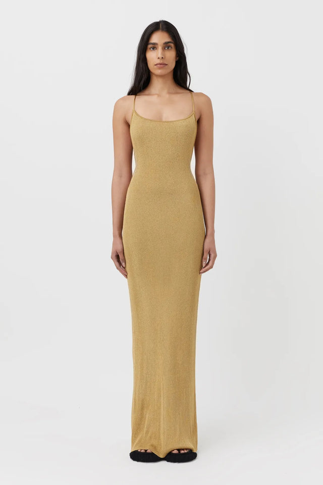 Prettylittlething Women's Gold Metallic Cut Out Back Detail Bodycon Mini Dress - Size 12