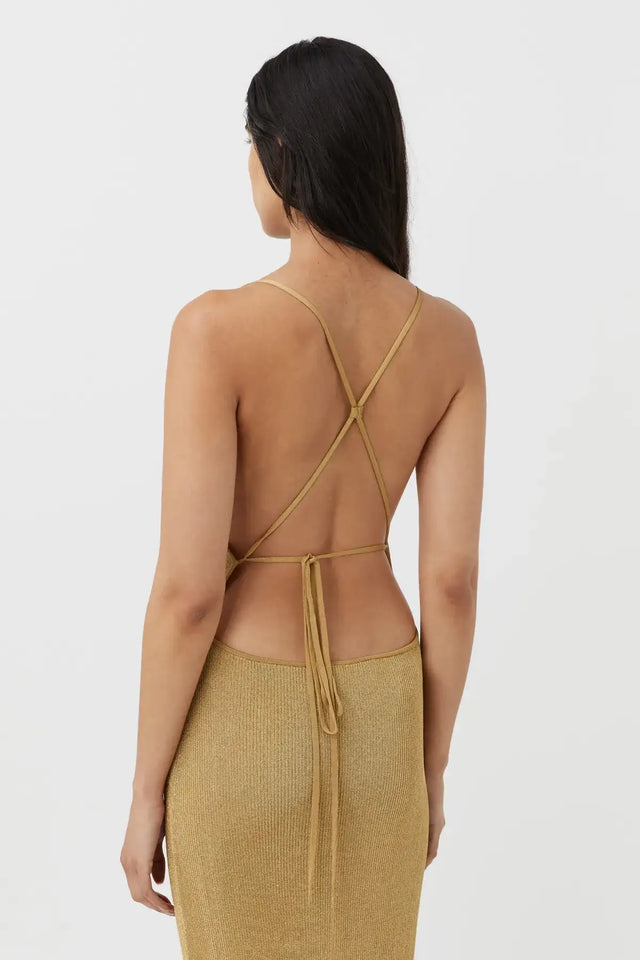 Gold metallic deals knitted dress