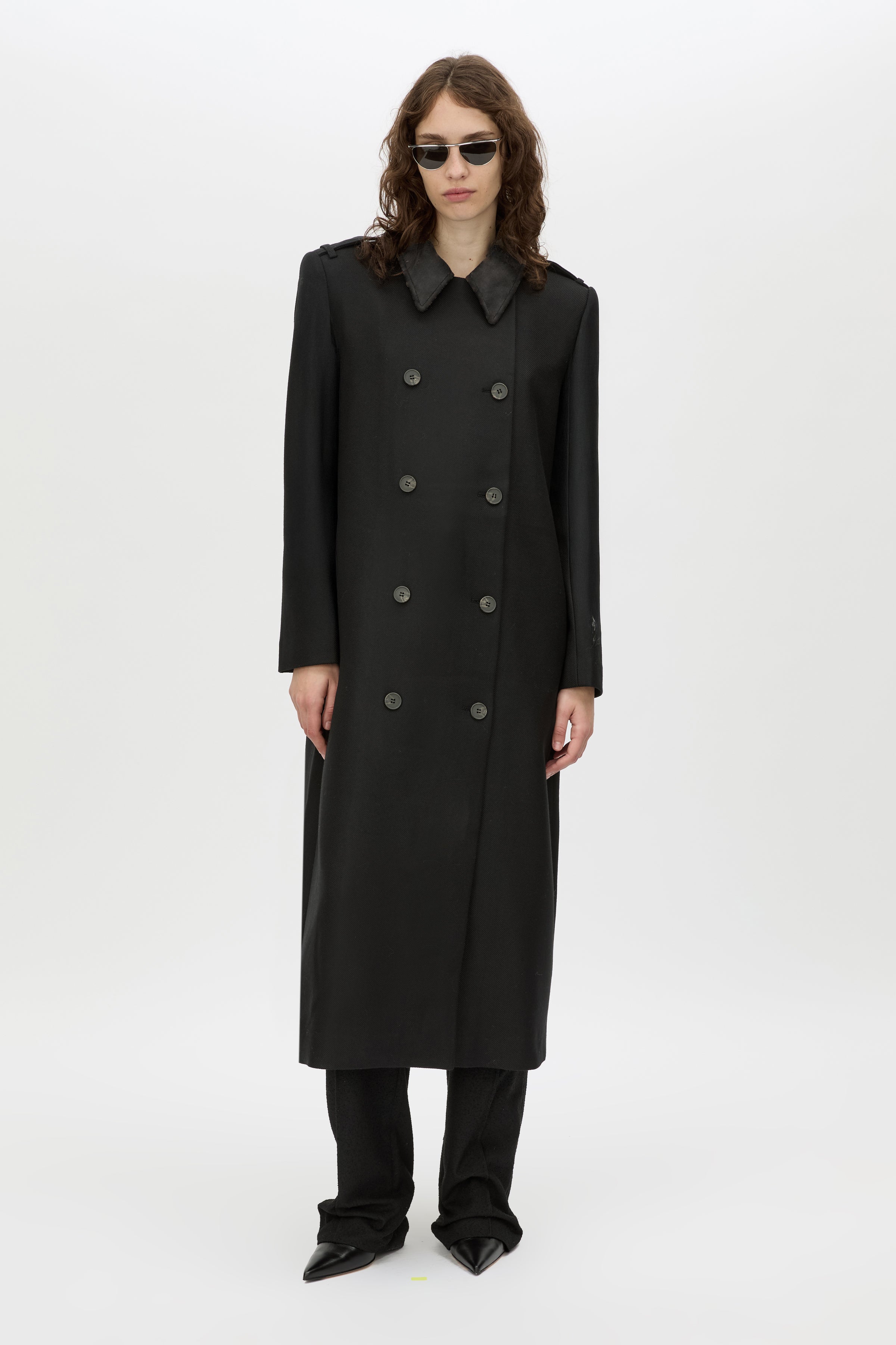Ryder Coat - CAMILLA AND MARC Ryder double breasted black coat with contrast leather collar