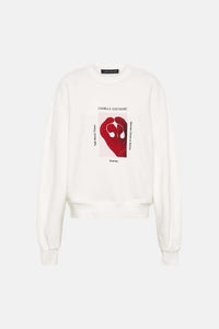 Ghost View - CAMILLA AND MARC 'Ovaries. Talk About Them.' Artwork Organic Cotton Sweater in White.