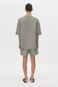 Phostre Stripe Linen Collared Top