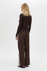 Barre High Neck Top - CAMILLA AND MARC Barre turtleneck long sleeve top in chocolate brown