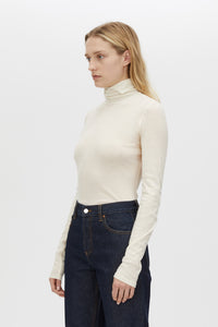 Barre High Neck Top - CAMILLA AND MARC Barre turtleneck long sleeve top in soft white