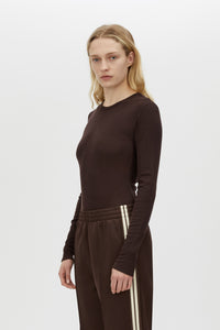 Barre Long Sleeve Top - CAMILLA AND MARC Barre long sleeve crew neck top in chocolate brown