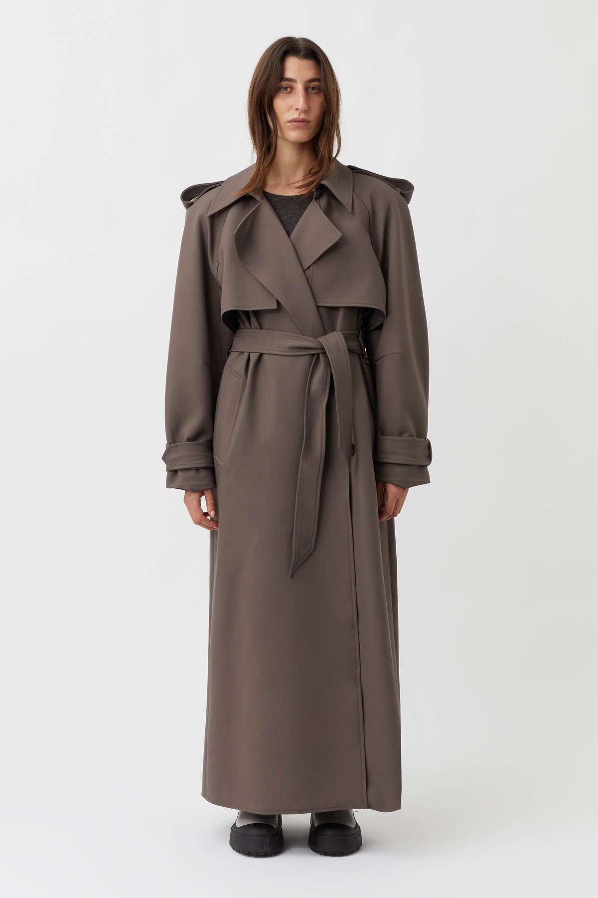 Mallory Midi Coat in Fossil Green - C&M |CAMILLA AND MARC® Official