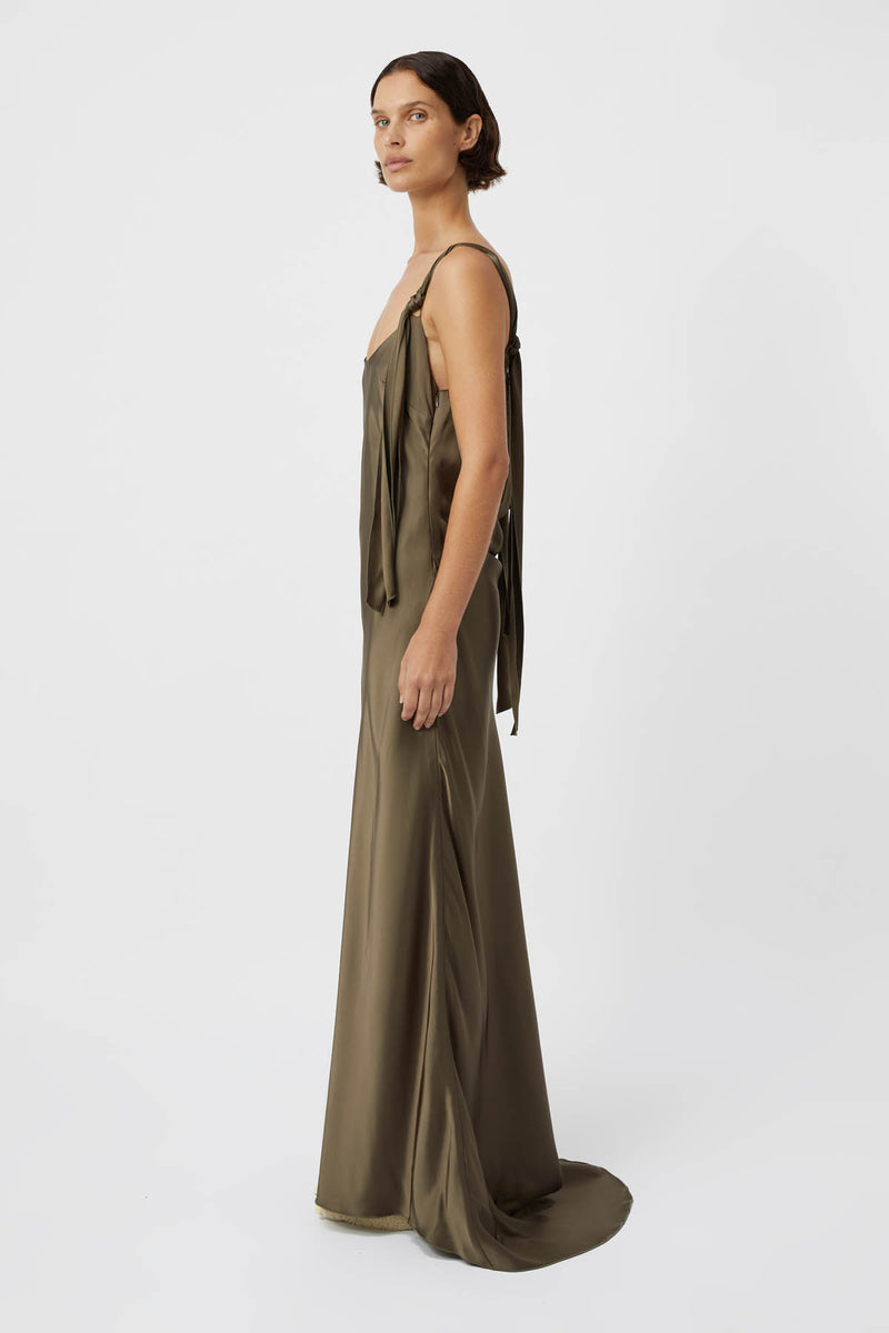 Bias Satin Maxi Dress in Smokey Quartz CAMILLA AND MARC® C&M