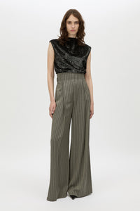 Mina Pant - CAMILLA AND MARC Mina wide-leg, high-waisted stripe pant with corseted waist