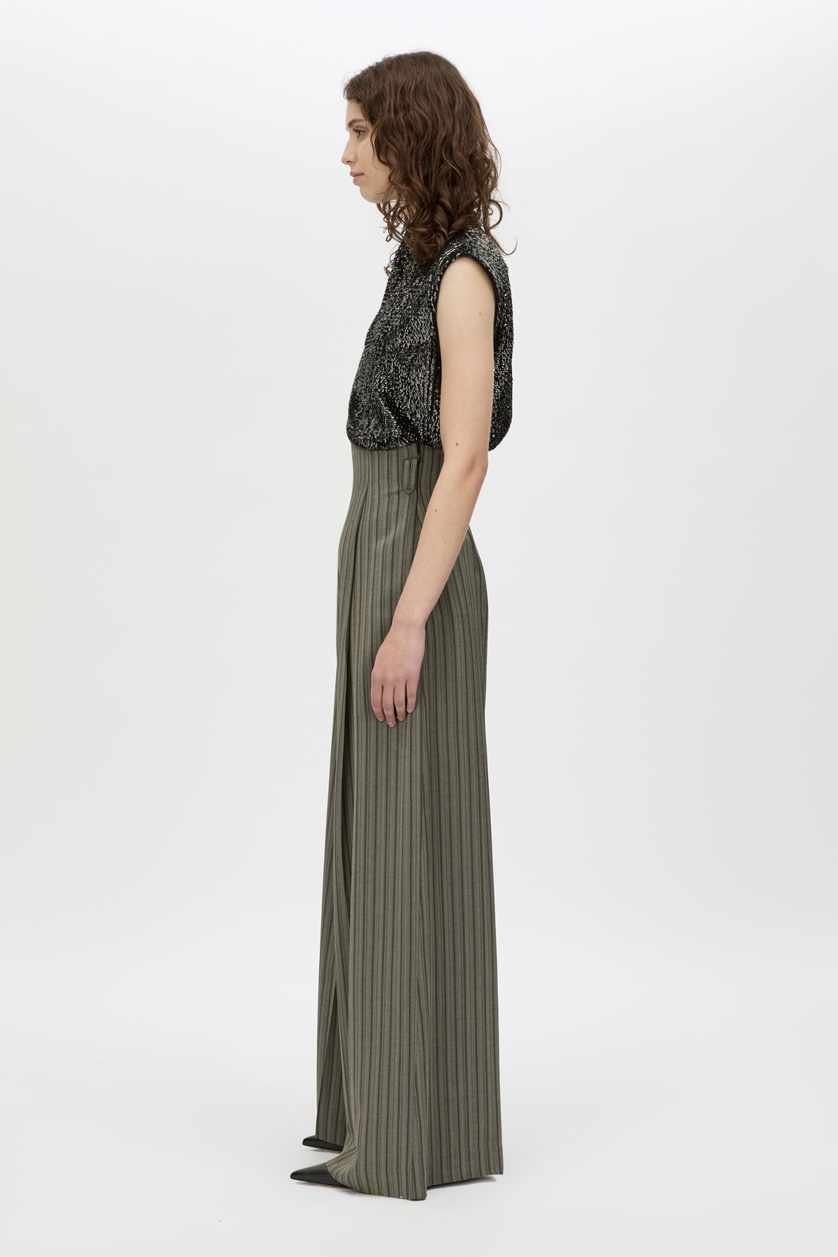 Mina Pant - CAMILLA AND MARC Mina wide-leg, high-waisted stripe pant with corseted waist