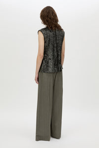 Mina Pant - CAMILLA AND MARC Mina wide-leg, high-waisted stripe pant with corseted waist