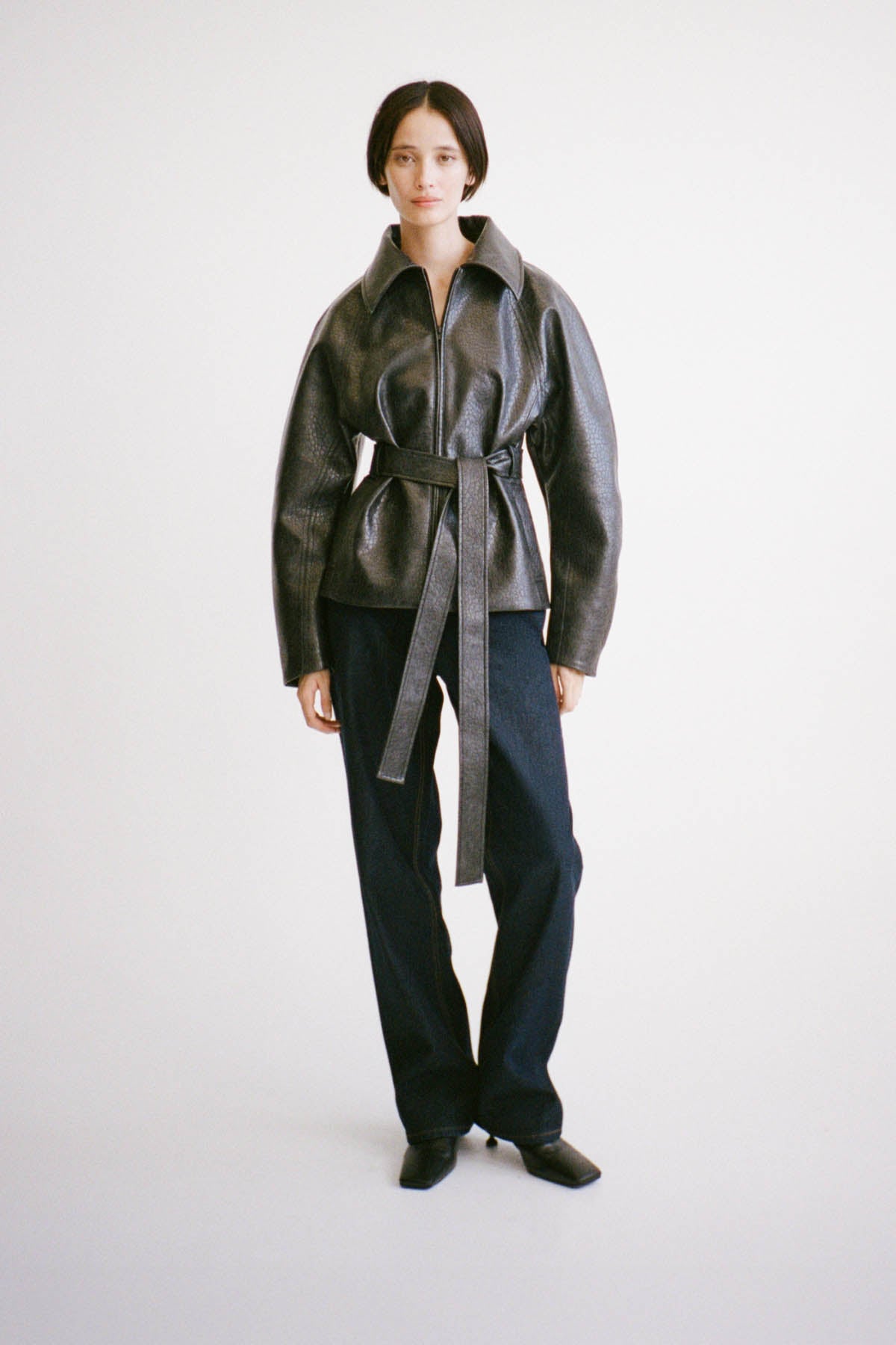 Oreno Croc Belted Jacket in Charcoal Grey - CAMILLA AND MARC® C&M