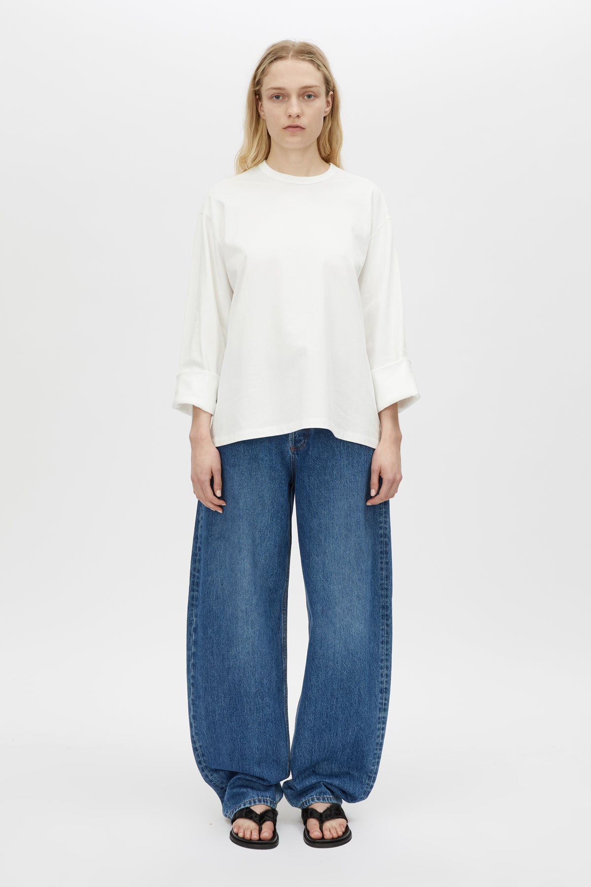 Peretti Long Sleeve Tee - CAMILLA AND MARC Peretti long sleeve tee in white with wide shaped sleeves