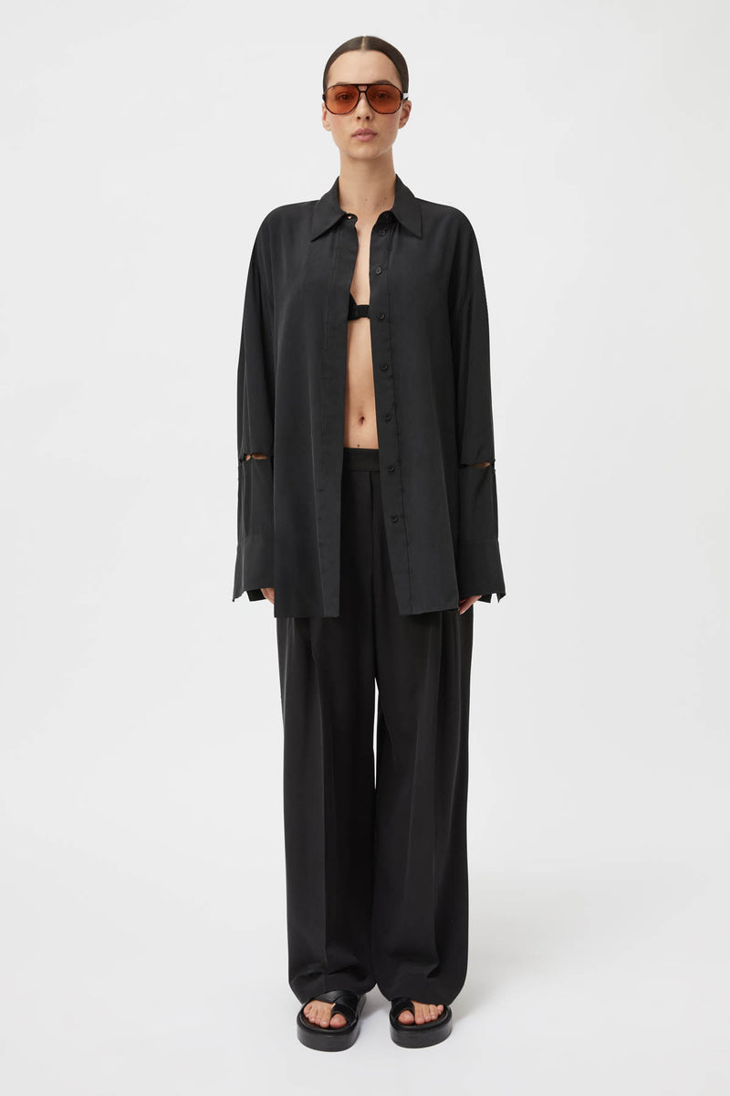 Seren Silk Long Sleeve Shirt in Black - CAMILLA AND MARC® Official C&M
