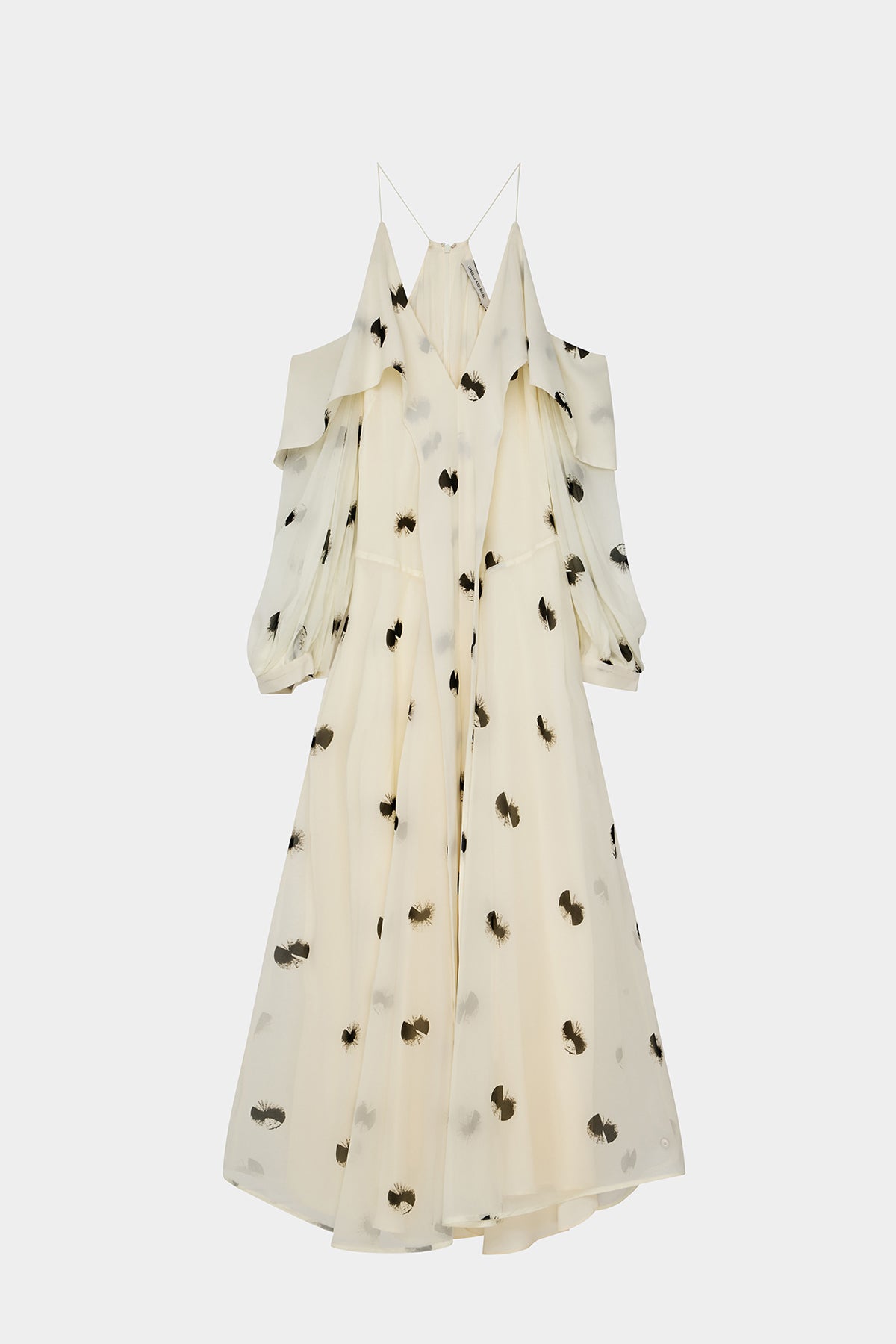 Ghost view CAMILLA AND MARC Adel Long Sleeve Maxi Dress with adjustable straps and exposed shoulder sleeves.