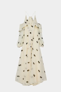 Ghost view CAMILLA AND MARC Adel Long Sleeve Maxi Dress with adjustable straps and exposed shoulder sleeves.
