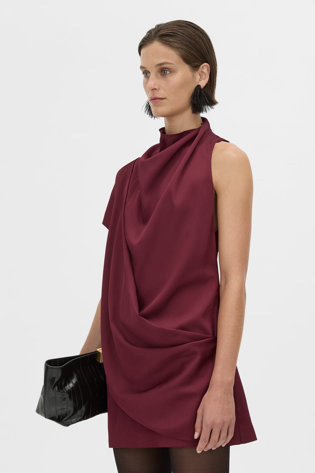 Aeris Draped Satin Mini Dress