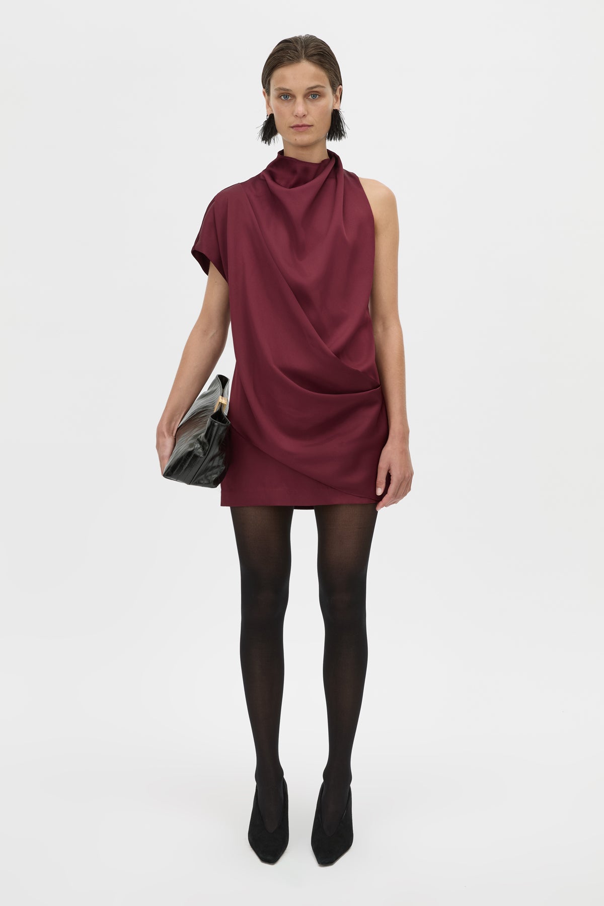 Aeris Draped Satin Mini Dress