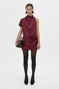 Aeris Draped Satin Mini Dress