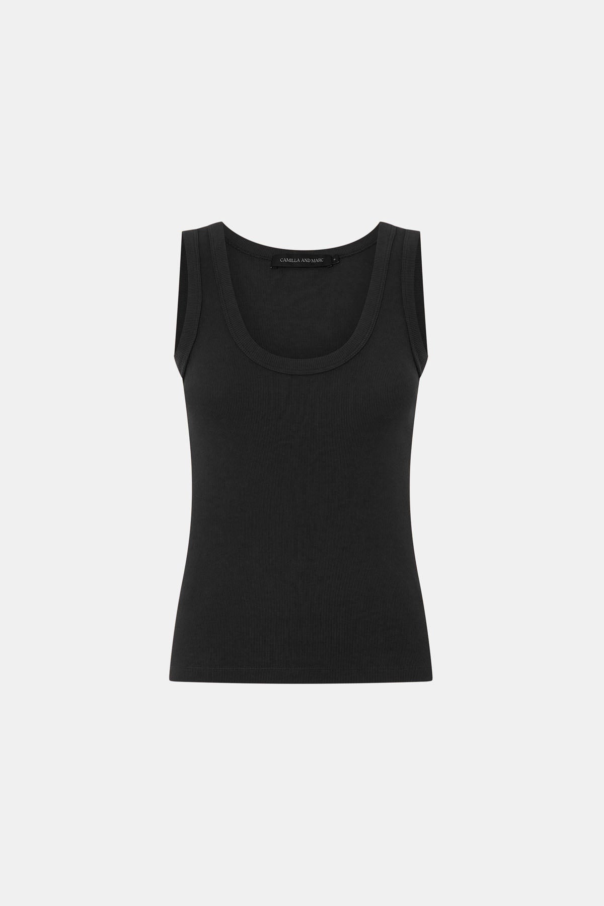 Alba Rib Scoop Tank in Black - CAMILLA AND MARC® C&M