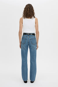 Back view CAMILLA AND MARC Alba rib scoop cotton tank in soft white with acid-wash rib cotton, designed to fade.