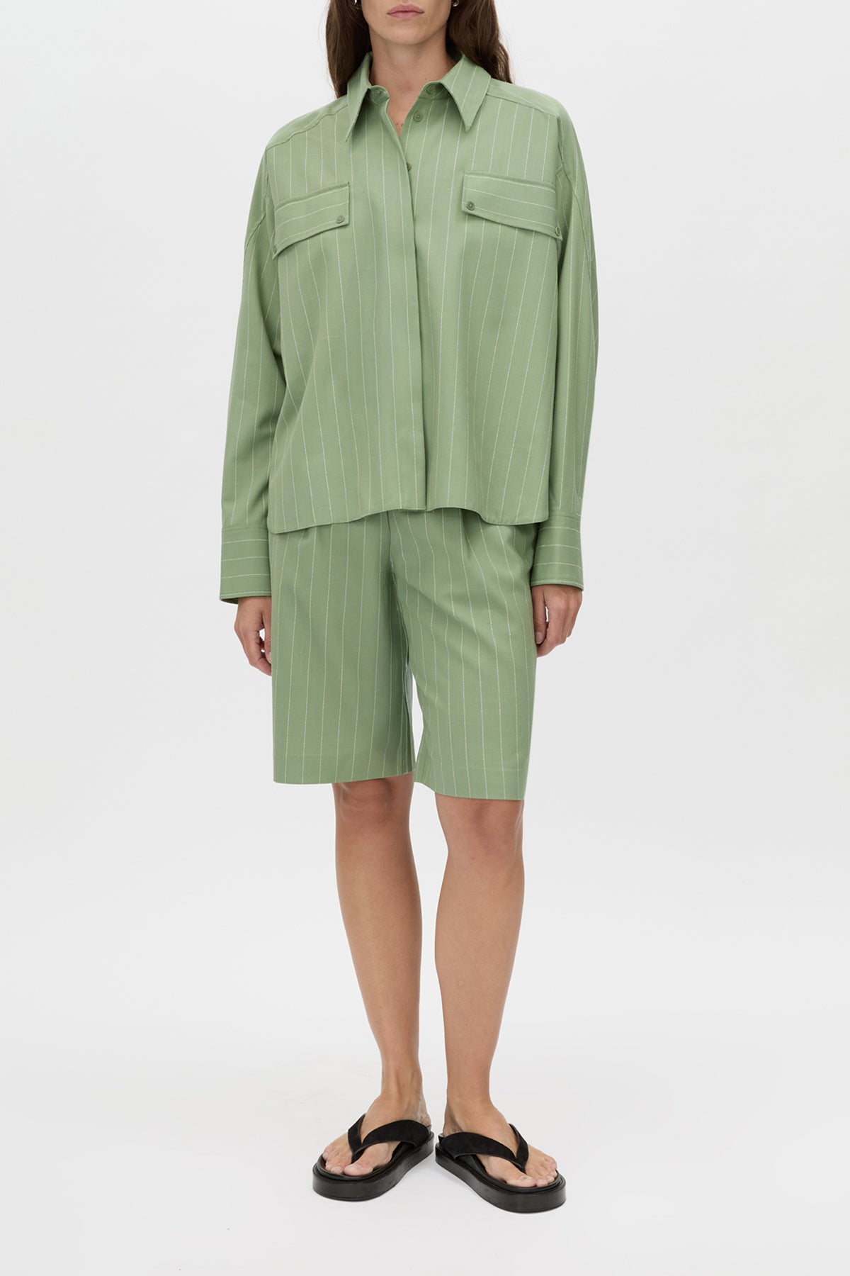 Alberto Shirt - CAMILLA AND MARC Alberto cocoon sleeve shirt in green