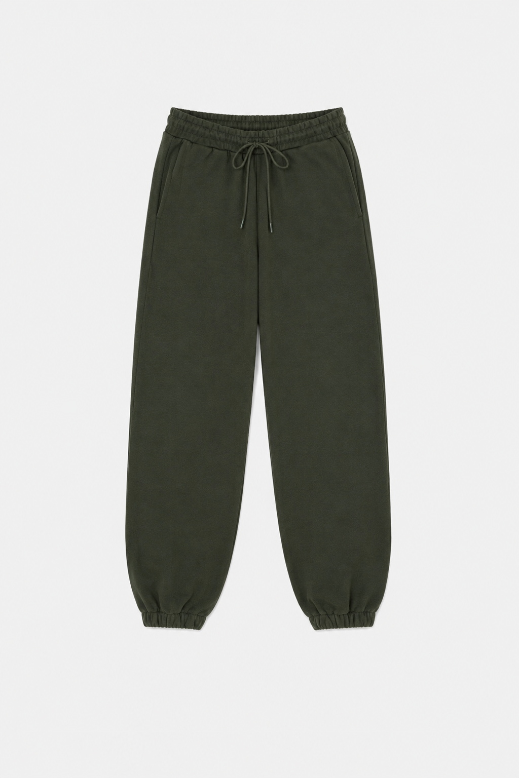 Ghost view CAMILLA AND MARC mid-rise Anca Track Pant in dark green with a gathered elasticated waistband.
