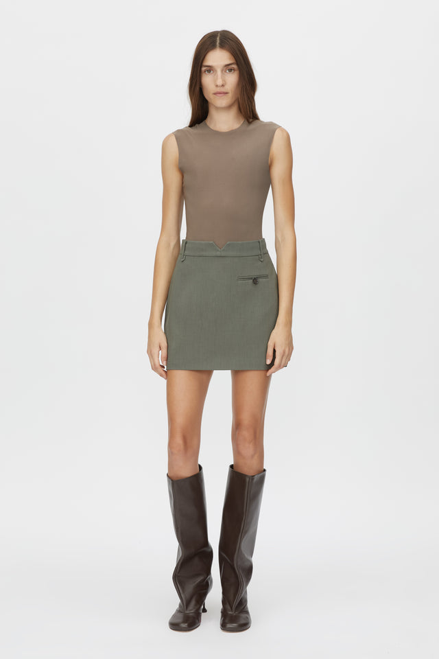 Annick Tailored Mini Skirt in Sacramento Green CAMILLA AND