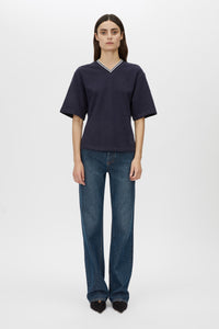 Aqui V Neck Monogram Tee
