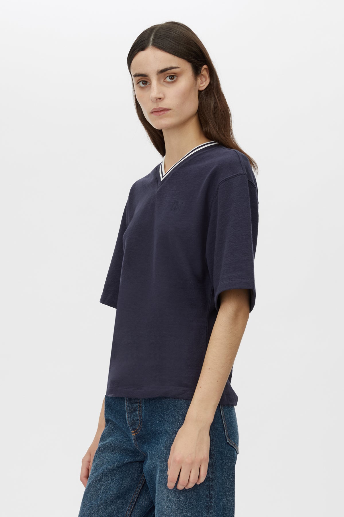 Aqui V Neck Monogram Tee