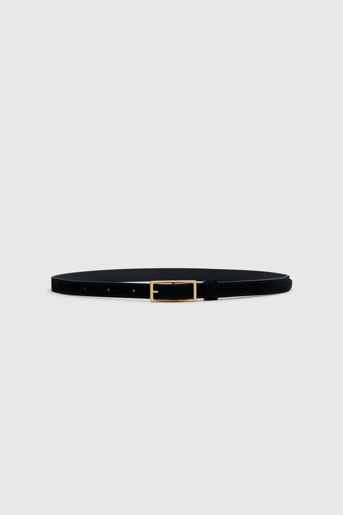 Front view CAMILLA AND MARC Ardent Suede Belt in black.