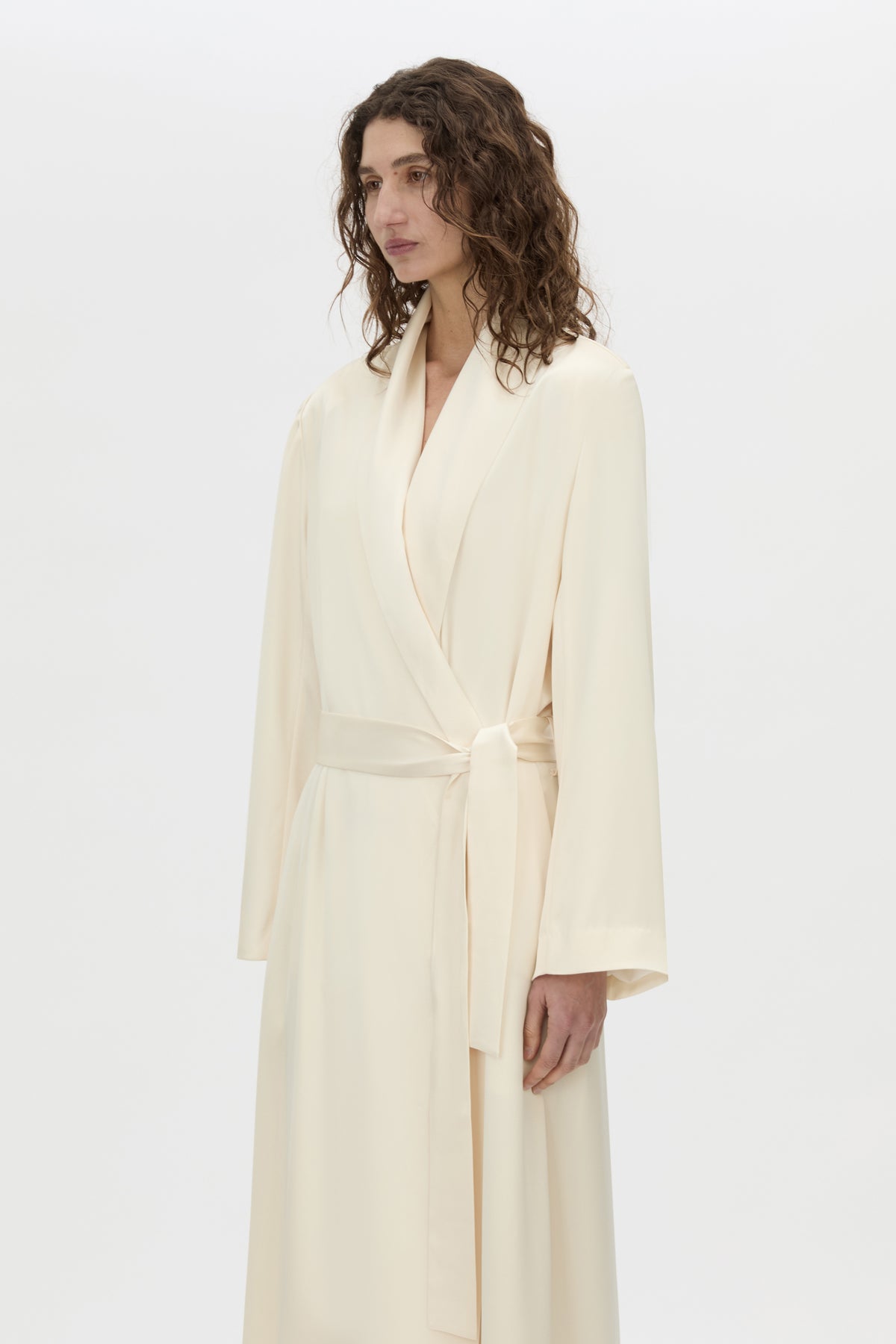 Arion Shawl Collar Dress in Cream