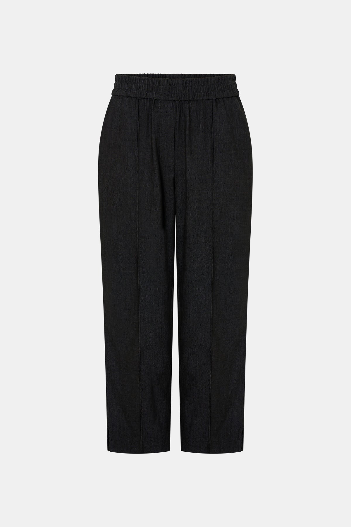 Ghost view CAMILLA AND MARC straight leg Arlowe Crop Pant in denim navy with elasticated waistband.