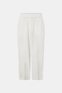 Ghost view CAMILLA AND MARC straight leg Arlowe Crop Pant in soft white with elasticated waistband.