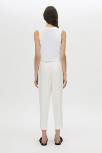 Back view CAMILLA AND MARC straight leg Arlowe Crop Pant in soft white with elasticated waistband.