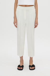 Cropped view CAMILLA AND MARC straight leg Arlowe Crop Pant in soft white with elasticated waistband.
