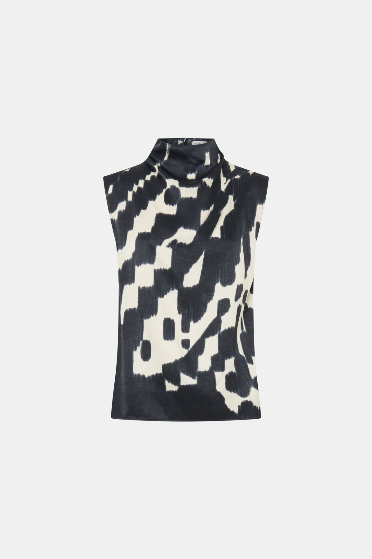 Ghost view CAMILLA AND MARC Asper Top in Navy print with sleeveless shell silhouette and high neckline.