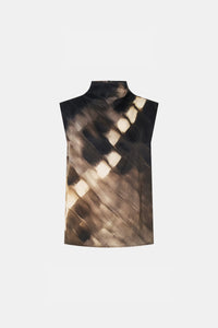 Ghost view CAMILLA AND MARC Asper Top in Chocolate Print with sleeveless shell silhouette.