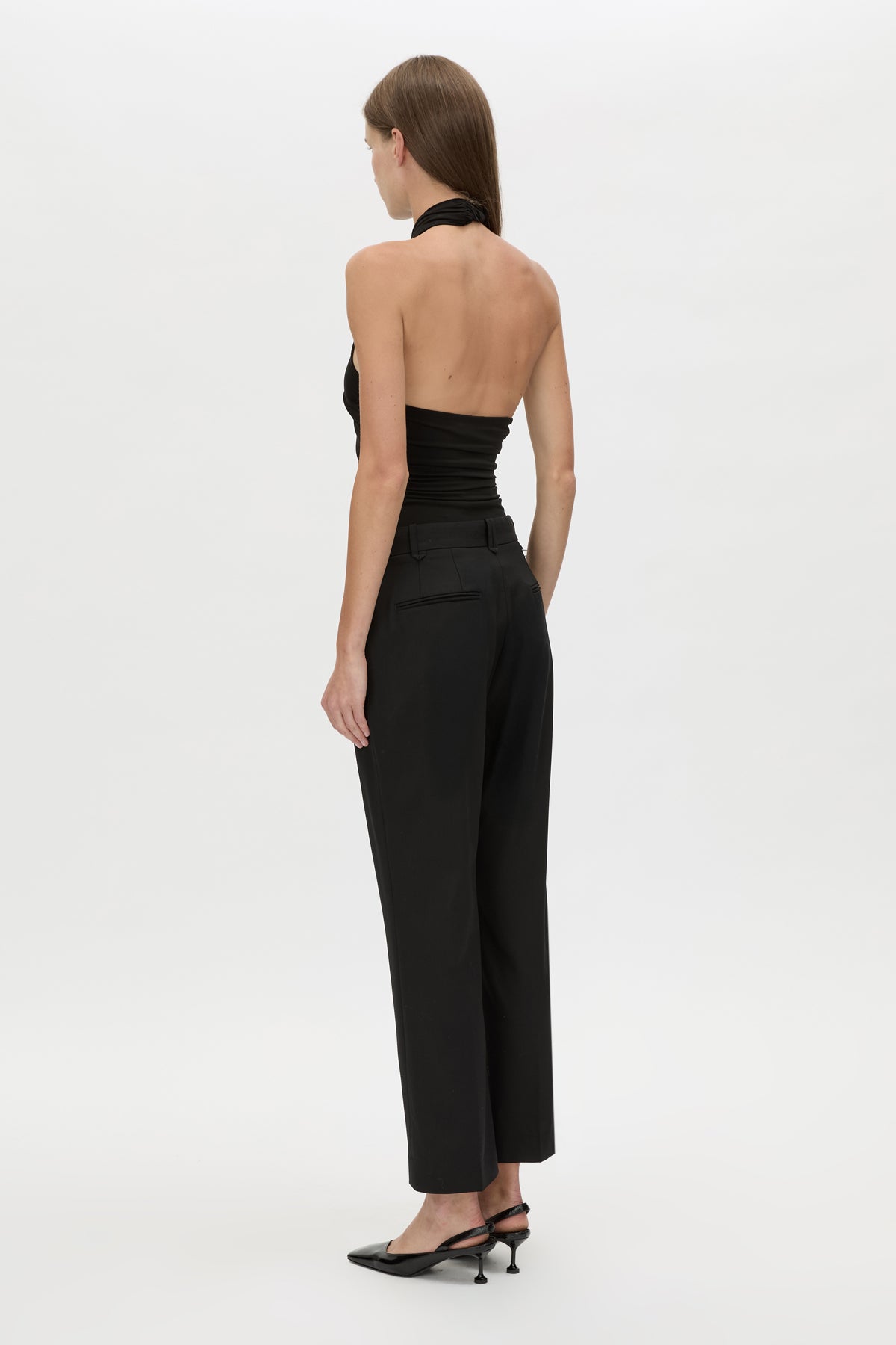 Atley Bodysuit - CAMILLA AND MARC Atley halter neck bodysuit in black, styled by twisting twice and placing over the