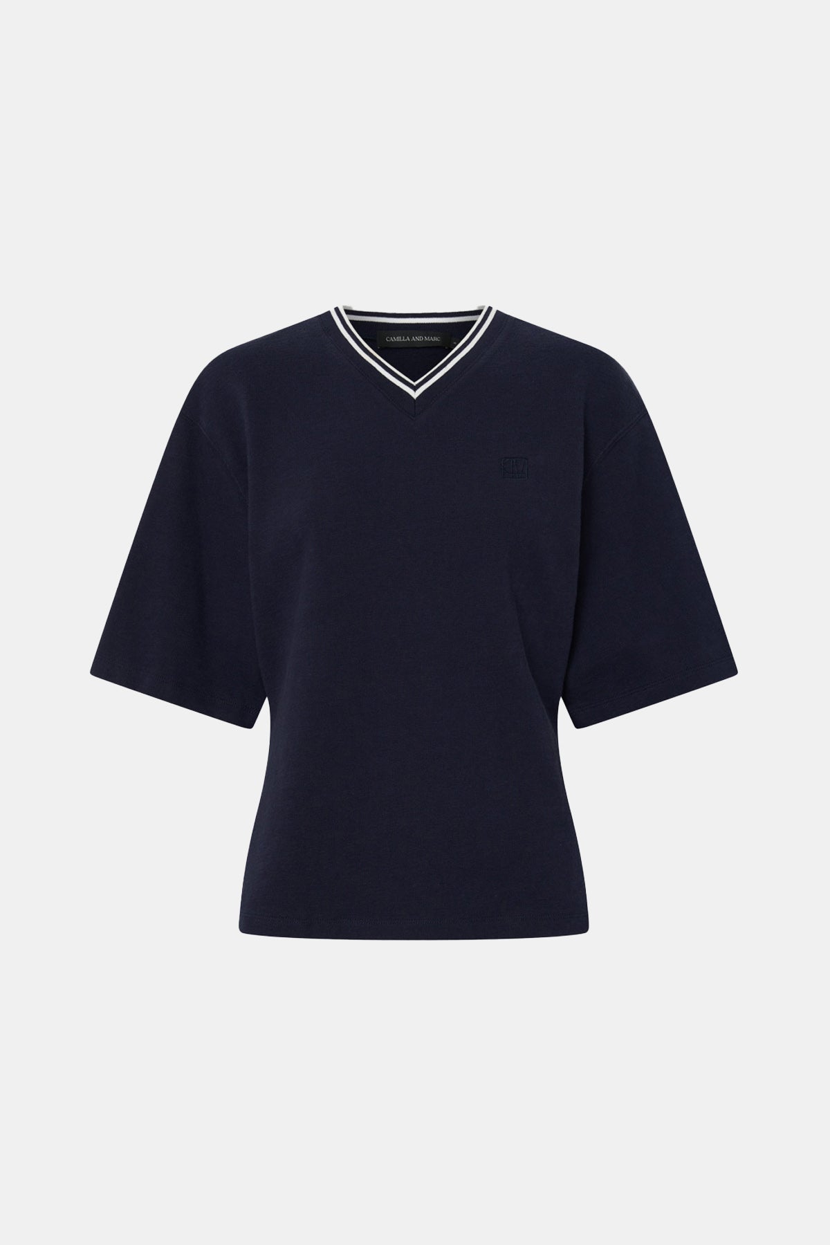Aqui V Neck Monogram Tee