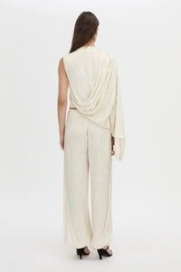 Back view CAMILLA AND MARC Avis Pant in cream with wide-leg balloon design.