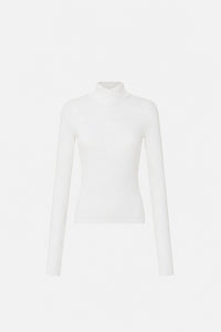Ghost view CAMILLA AND MARC Axial Top in Cream with layered cross‑over high neck.