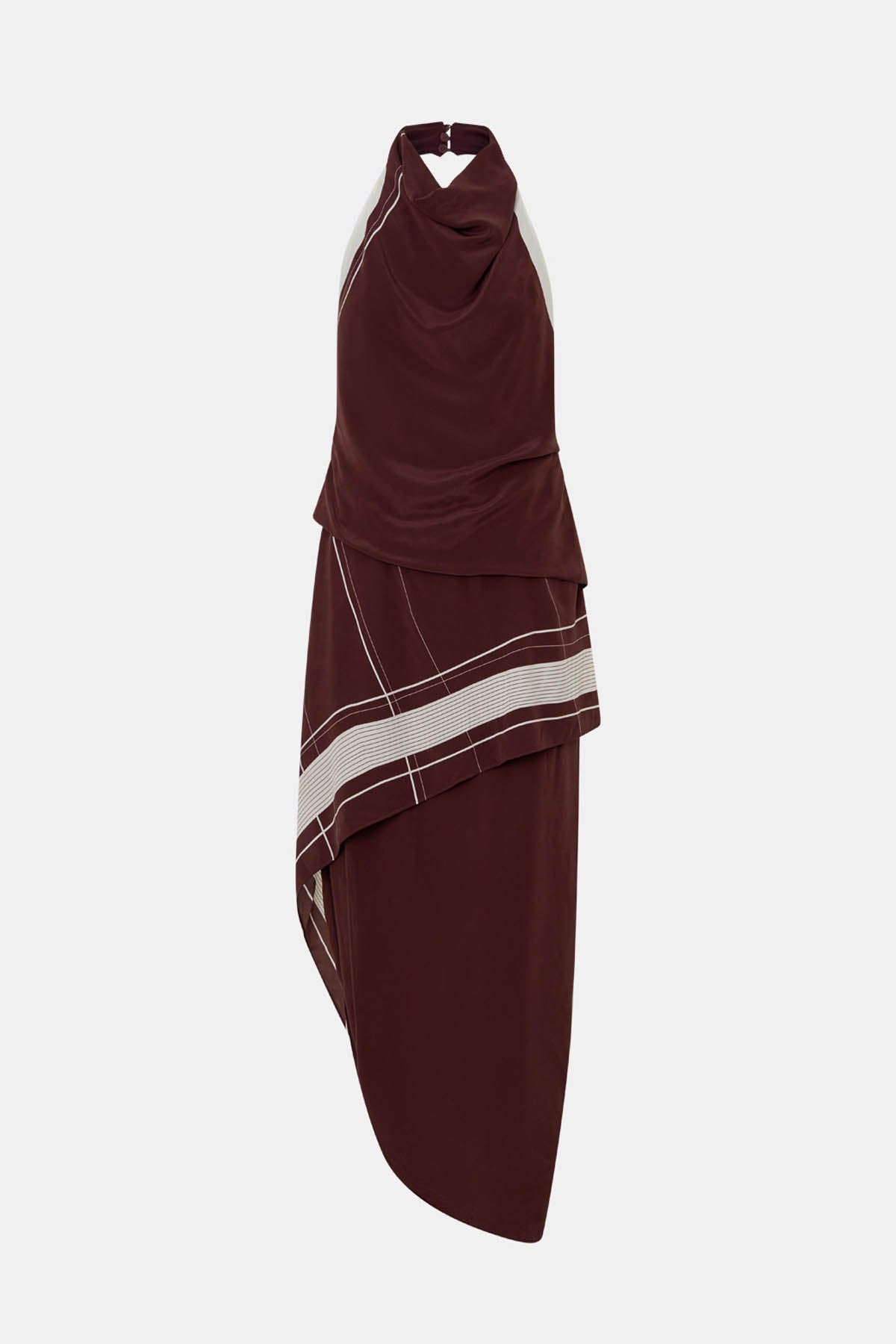 Ghost view CAMILLA AND MARC Barolo Midi Dress in cream print with high-cowl neckline.