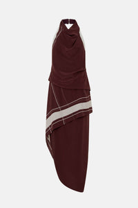 Ghost view CAMILLA AND MARC Barolo Midi Dress in cream print with high-cowl neckline.