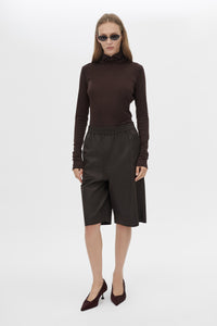 Barre High Neck Top - CAMILLA AND MARC Barre turtleneck long sleeve top in chocolate brown
