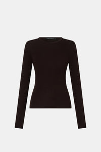 Barre Long Sleeve Top - CAMILLA AND MARC Barre long sleeve crew neck top in chocolate brown