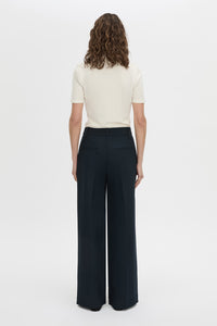 Back view CAMILLA AND MARC Bostan tailored mid-rise pant in navy.