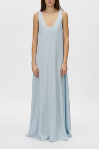 Brava Dress - CAMILLA AND MARC Brava sky blue maxi dress with exposed seams and topstitch details