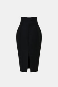 Ghost view CAMILLA AND MARC Caius High Corset Waist Midi Skirt in Black with structured waist.